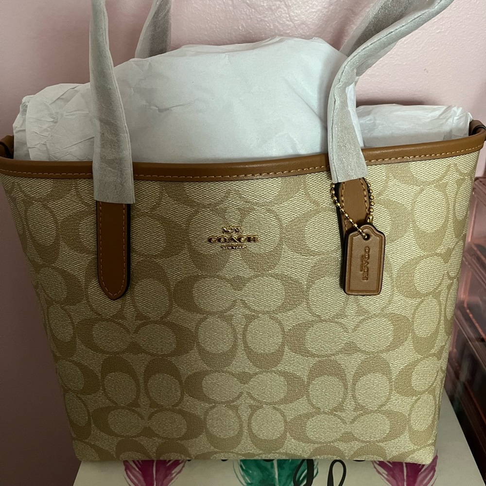 Coach Mini City Tote. New with tags. Signature Canvas.